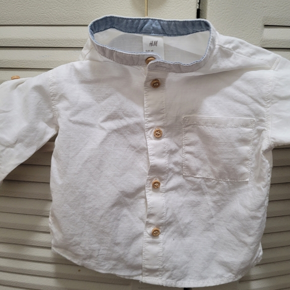 H&M Kids White Button-Up Long Sleeve Shirt 6months - Picture 3 of 4